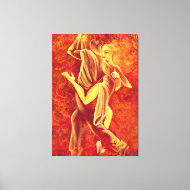 Toile Danse Hot Tango - Couple de feu peinture d'art (Recto)