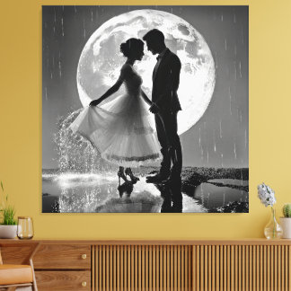 Toile "Danser sous la pluie – Romance au clair de lune"