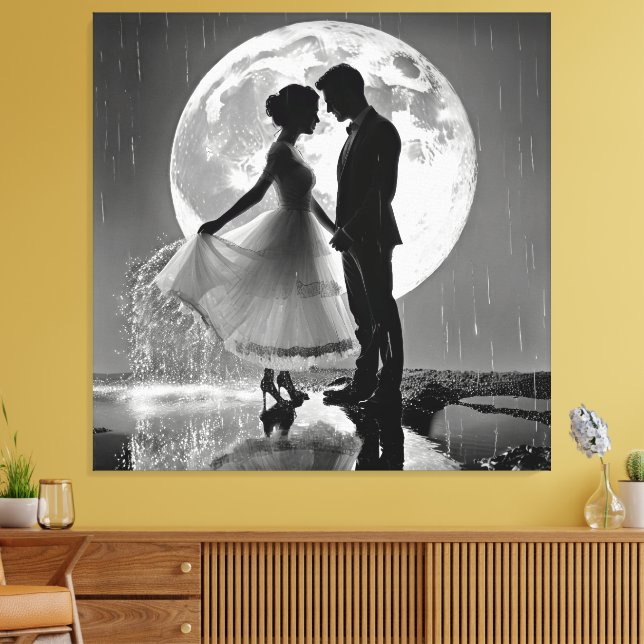 Toile "Danser sous la pluie – Romance au clair de lune" (Insitu(Salon))
