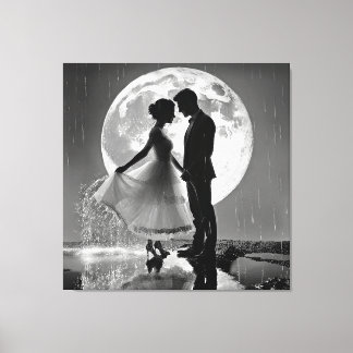 Toile "Danser sous la pluie – Romance au clair de lune"