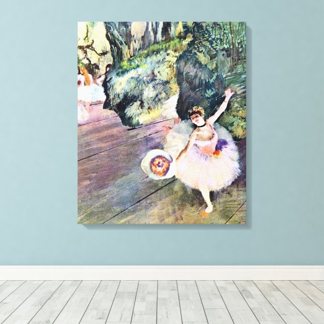 Toile Danseur avec un bouquet de fleurs d'Edgar Degas (Insitu (Plancher de Bois))