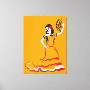 Toile danseur du crâne à sucre espagnol : orange
