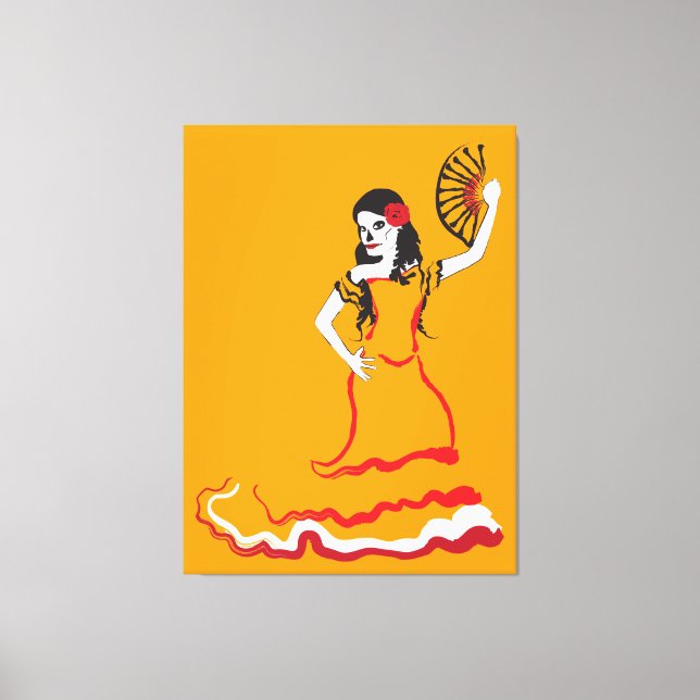Toile danseur du crâne à sucre espagnol : orange (Recto)