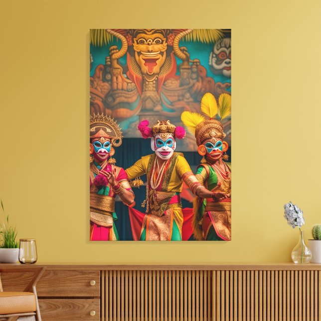 Toile Danseurs masqués de Bali indonésien (Insitu(Salon))