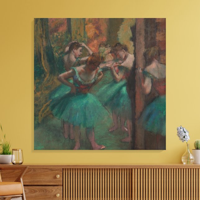 Toile Danseuses de Edgar Degas en vert, Art de ballet vi (Insitu(Salon))