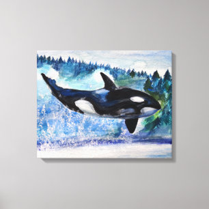 Toile d'aquarelle de baleine Orca