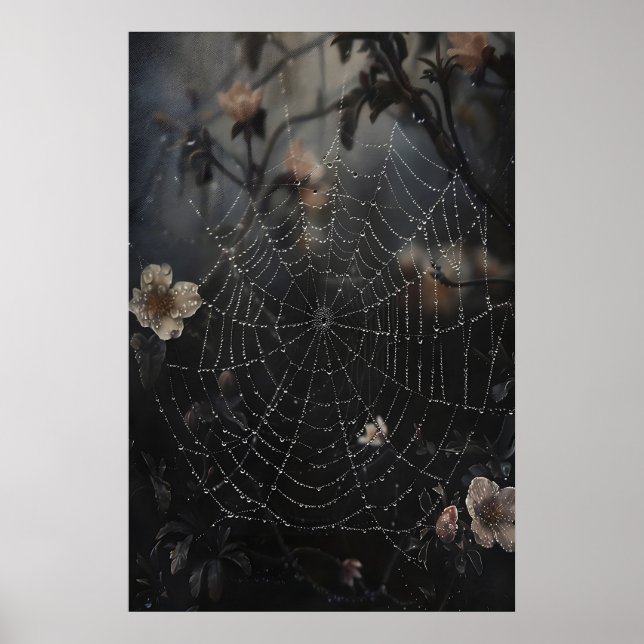 Toile d'araignée avec rosée dans une impression de (Devant)