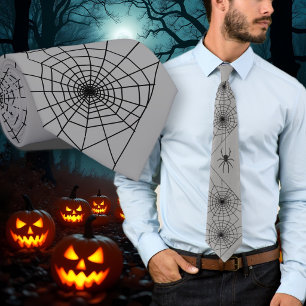 Toile d'araignée d'Halloween cravate grise