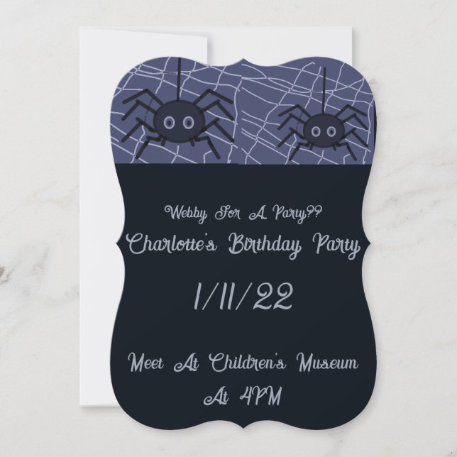 Toile d'araignée pour une invitation à une fête (Devant)