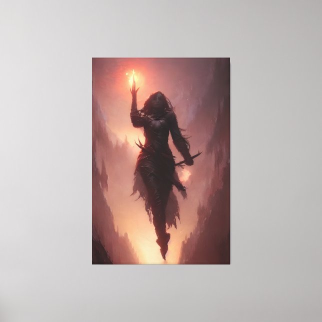 Toile Dark sorceress casting a flame spell (Recto)