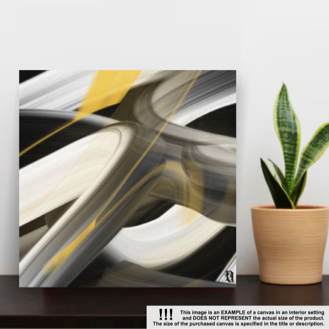 Toile d'art Abstrait de 8x8 po noir blanc or (Créateur téléchargé)