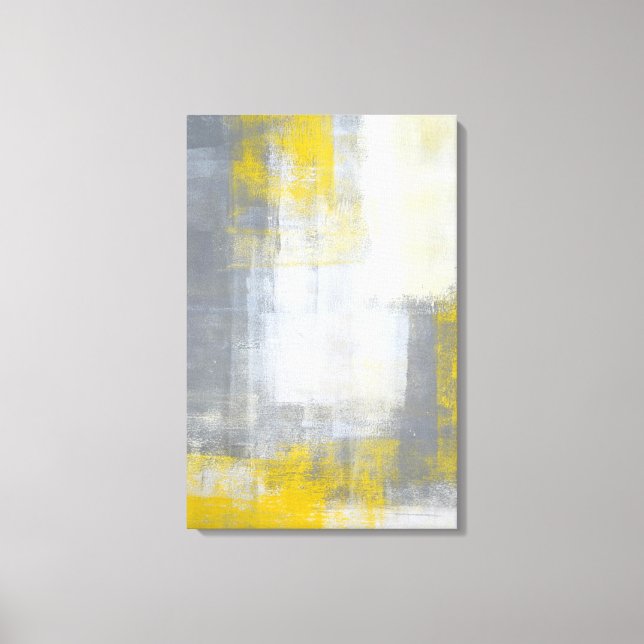 Toile d'art Abstrait gris et jaune "tendance" (Recto)