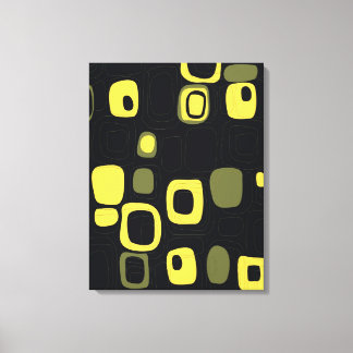 Toile d'art Abstrait jaune, citron vert, noir rétr