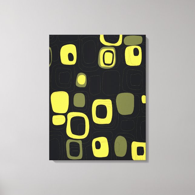 Toile d'art Abstrait jaune, citron vert, noir rétr (Recto)