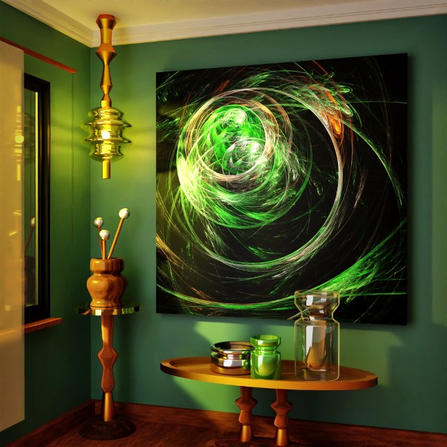 Toile d'art Abstraite verte du monde entier (Around the World Green Abstract Art Canvas Print)