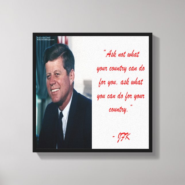 Toile d'art citation JFK & Ne demandez pas de Rick (Recto)