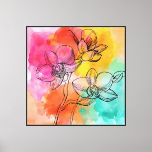 Toile d'art colorée de la ligne orchidée
