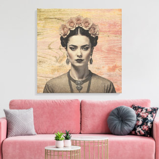 Toile d'art couronne rustique Frida Rose