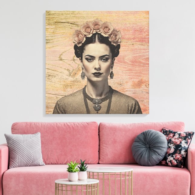 Toile d'art couronne rustique Frida Rose (Insitu(Salon))
