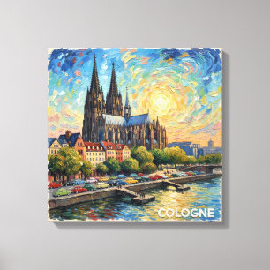 Toile d'art de la cathédrale de Cologne au bord de