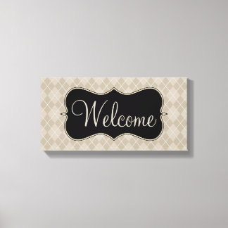 Toile d'art de panneau de bienvenue rétro