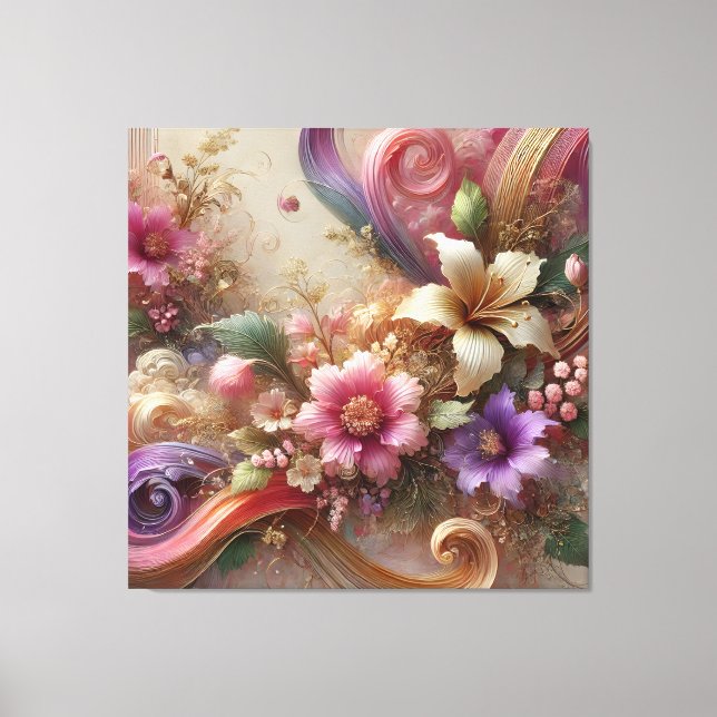 Toile d'art extravagante florale vibrante (Recto)