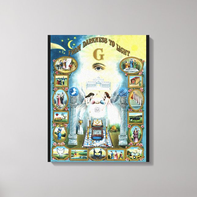 Toile d'art maçonnique de l'obscurité à la lumière (Recto)