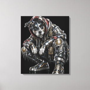 Toile d'art mural Chien Disco – Mosaïque moderne d
