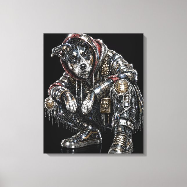 Toile d'art mural Chien Disco – Mosaïque moderne d (Recto)