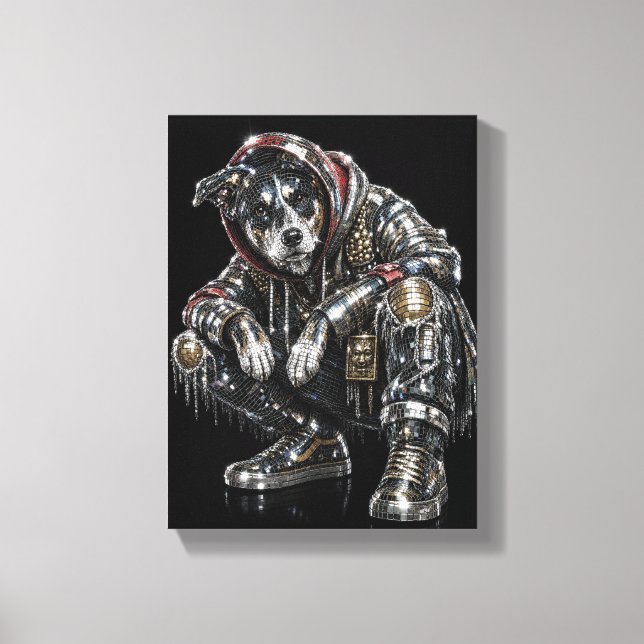 Toile d'art mural Chien Disco – Mosaïque moderne d (Recto)