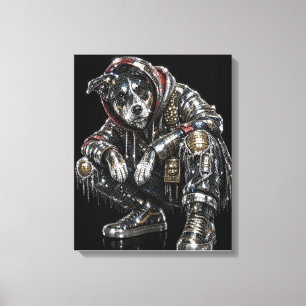 Toile d'art mural Chien Disco – Mosaïque moderne d