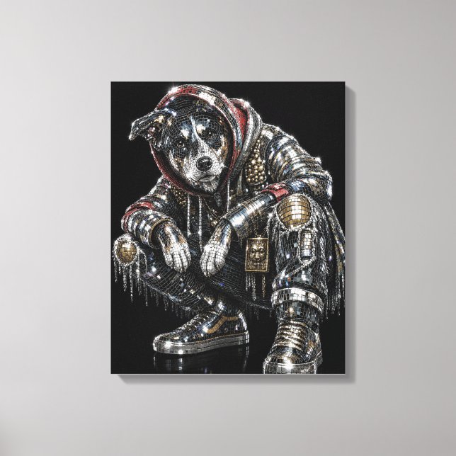 Toile d'art mural Chien Disco – Mosaïque moderne d (Recto)