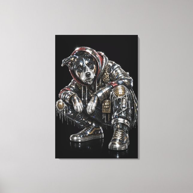 Toile d'art mural Chien Disco – Mosaïque moderne d (Recto)
