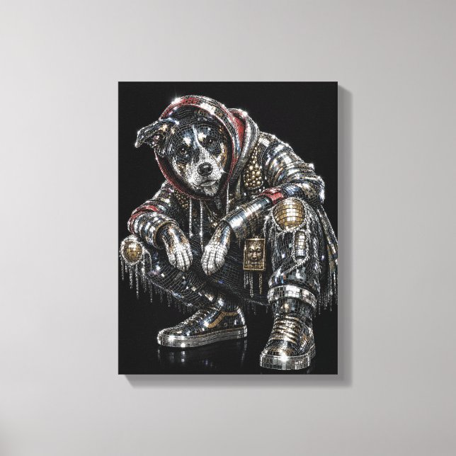 Toile d'art mural Chien Disco – Mosaïque moderne d (Recto)