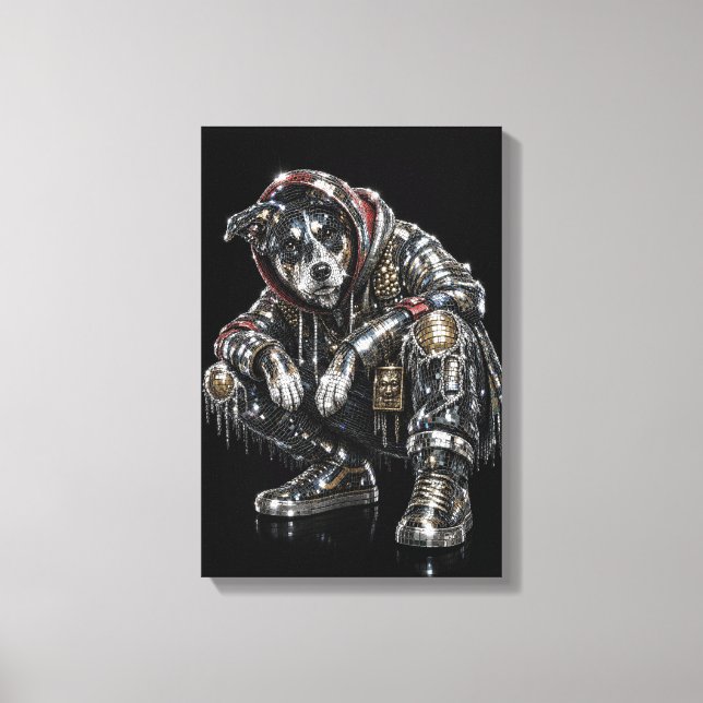 Toile d'art mural Chien Disco – Mosaïque moderne d (Recto)