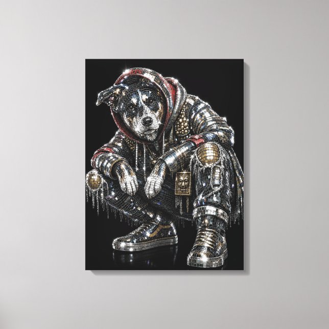 Toile d'art mural Chien Disco – Mosaïque moderne d (Recto)