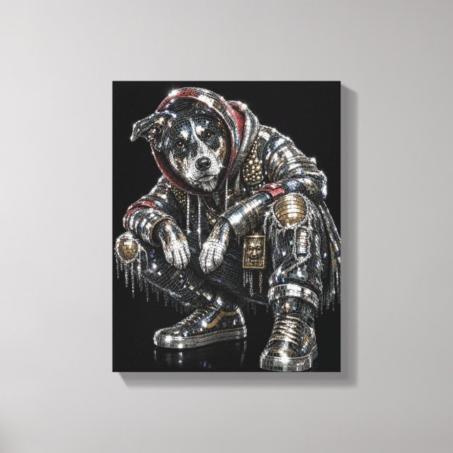 Toile d'art mural Chien Disco – Mosaïque moderne d (Recto)