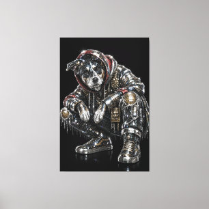 Toile d'art mural Chien Disco – Mosaïque moderne d