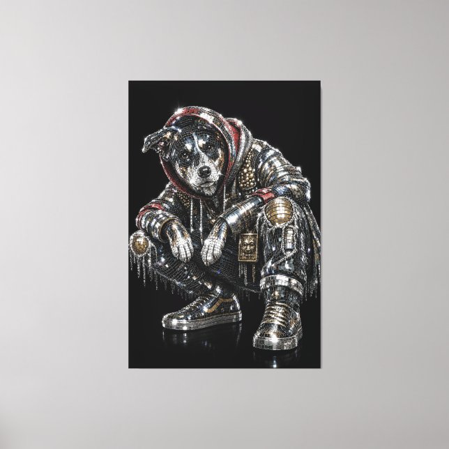 Toile d'art mural Chien Disco – Mosaïque moderne d (Recto)