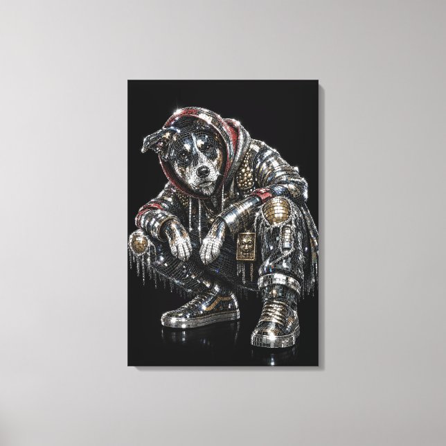 Toile d'art mural Chien Disco – Mosaïque moderne d (Recto)