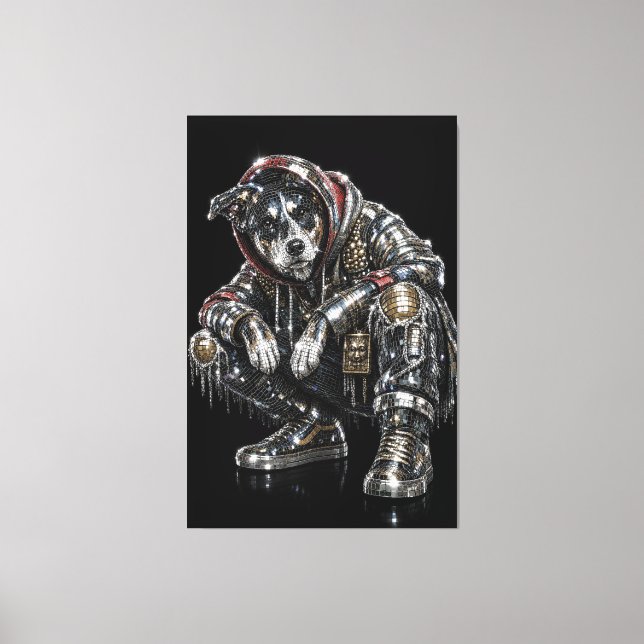 Toile d'art mural Chien Disco – Mosaïque moderne d (Recto)