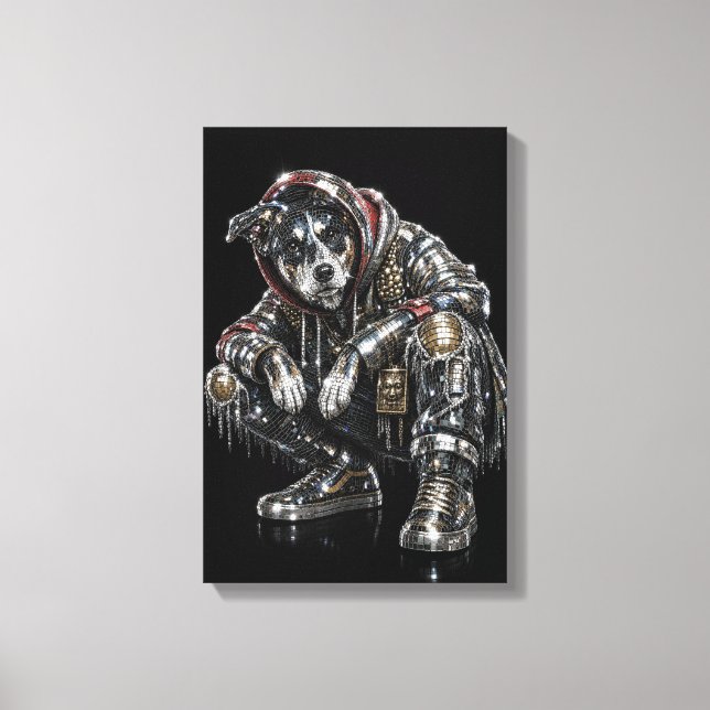 Toile d'art mural Chien Disco – Mosaïque moderne d (Recto)
