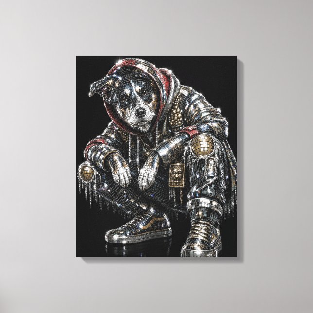 Toile d'art mural Chien Disco – Mosaïque moderne d (Recto)