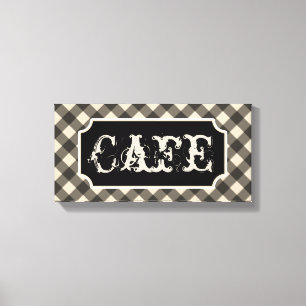 Toile d'art mural de panneau de café vintage noir