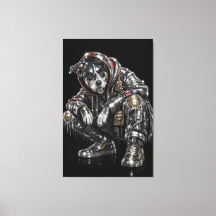 Toile d'art mural Disco Dog – Mosaïque moderne de