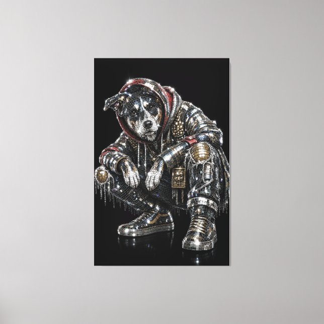 Toile d'art mural Disco Dog – Mosaïque moderne de  (Recto)