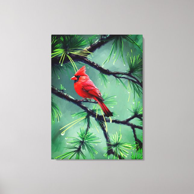 Toile d'art mural rouge Cardinal Oiseau (Recto)