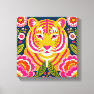 Toile d'art murale de tigre coloré Impression flor