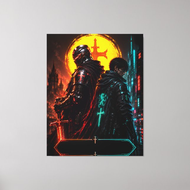Toile d'art père-fils Cyber Knight (Recto)