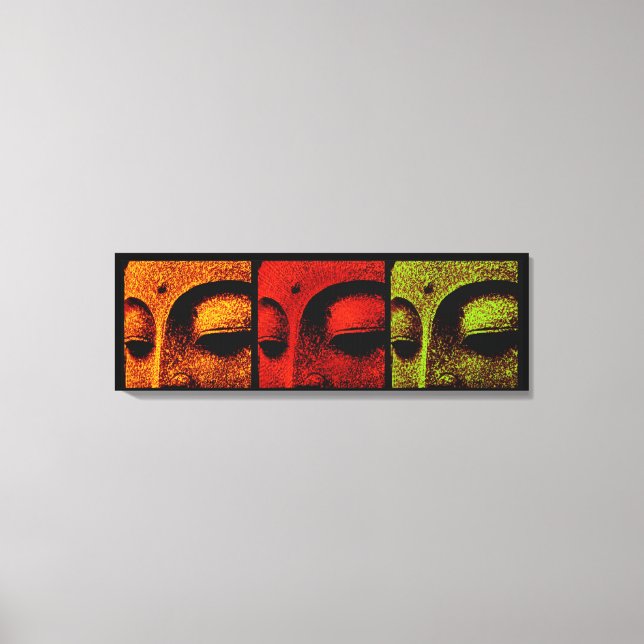Toile d'art triptyque Bouddha Visages (Recto)
